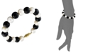 Macy's Cultured Freshwater Pearl (7-1/2-8-1/2mm) and Onyx (8mm) Bracelet in 14k Gold